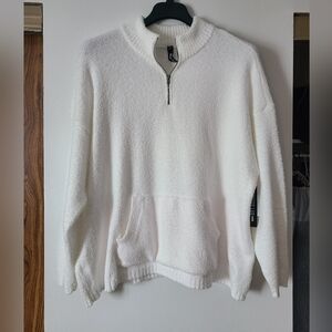 Design Lab Quater Zip Cozy White Sweater Womens 1X